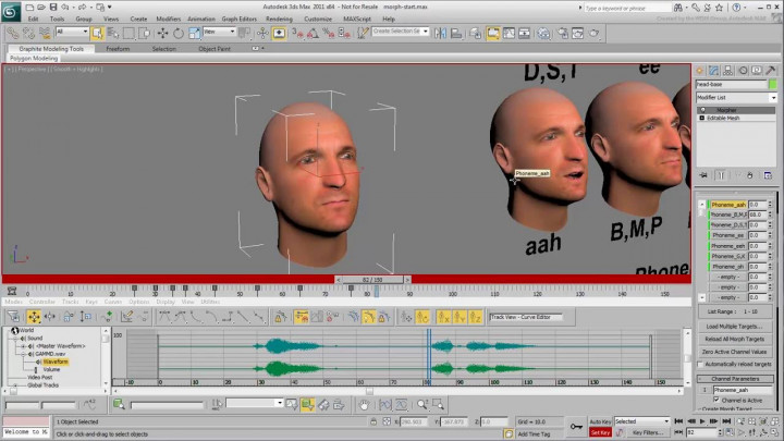 Animating Facial Expressions in 3ds Max – Part 2 – Morpher Modifier Animating Facial Expressions in 3ds Max – Part 2 – Morpher Modifier